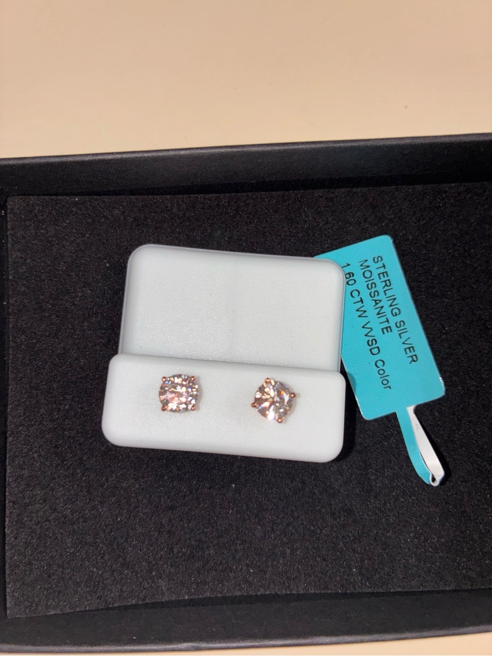 1.60CTW Sterling Silver Moissanite Gold Stud Earrings - White Moissanite